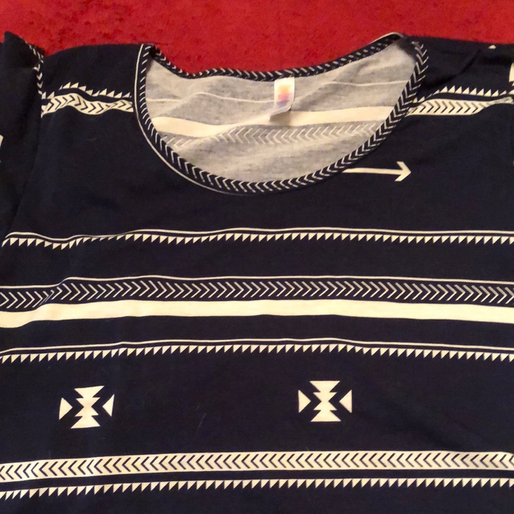 LuLaRoe Blue and White Short Sleeve T-Shirt